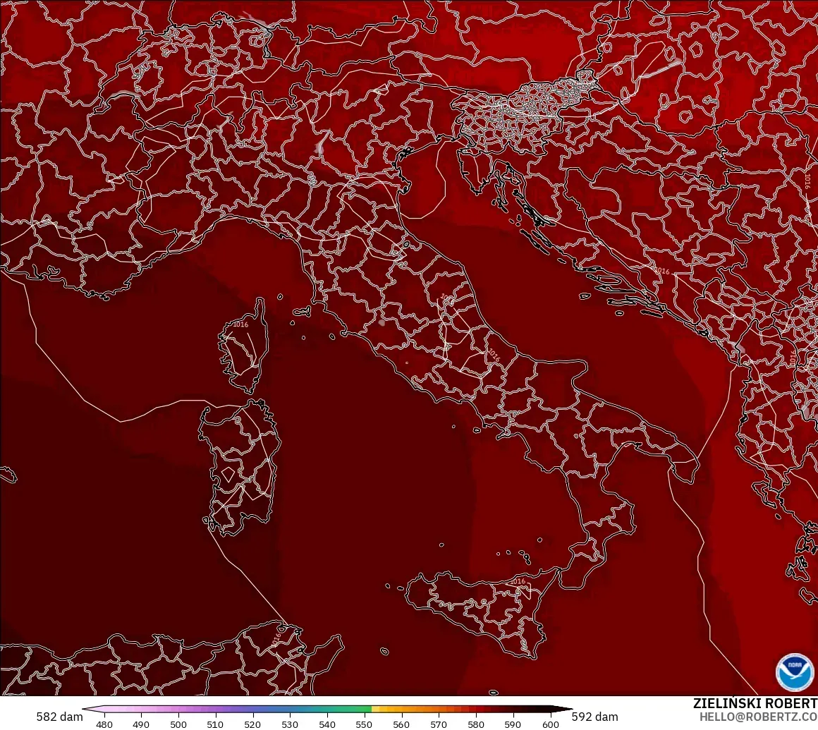 GFS model - Italia, Ketinggian geopotensial pada 500 hPa