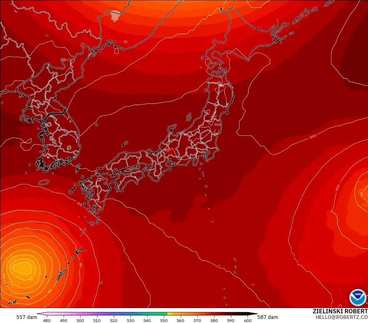 GFS model - Jepang, Ketinggian geopotensial pada 500 hPa