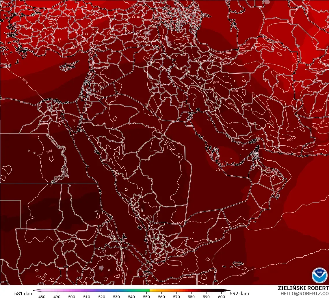 GFS model - Timur Tengah, Ketinggian geopotensial pada 500 hPa