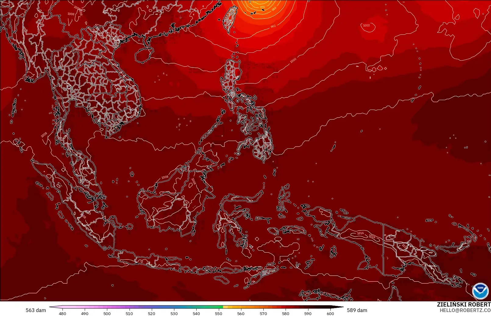 GFS model - Asia Tenggara, Ketinggian geopotensial pada 500 hPa