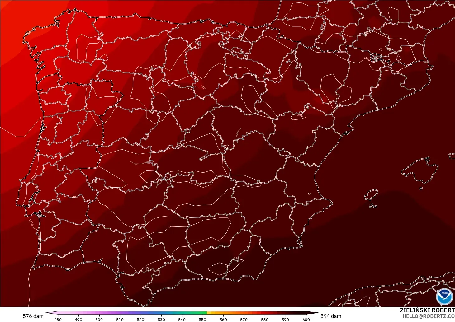 GFS model - Spanyol, Ketinggian geopotensial pada 500 hPa