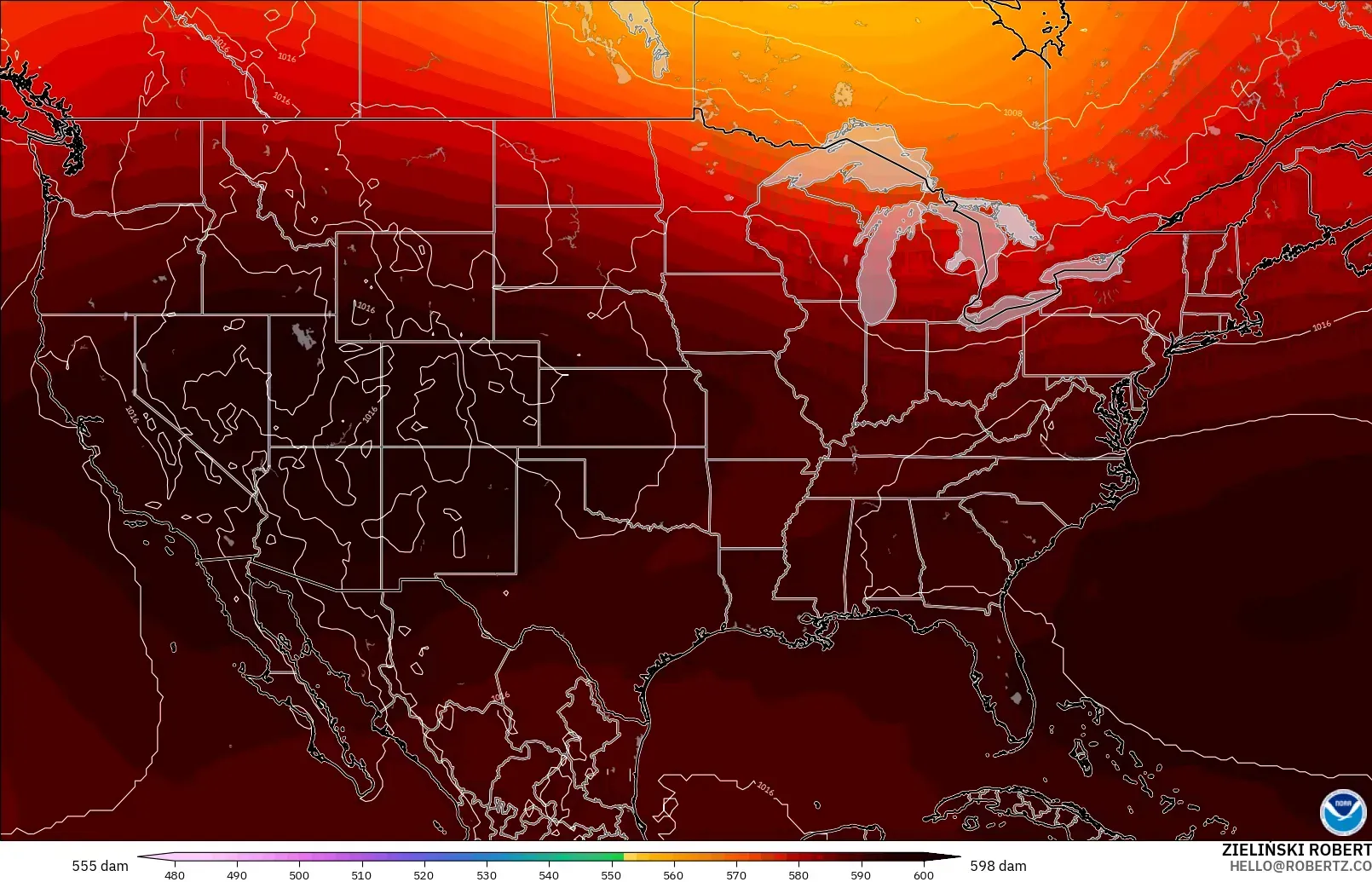 GFS model - Amerika Serikat, Ketinggian geopotensial pada 500 hPa