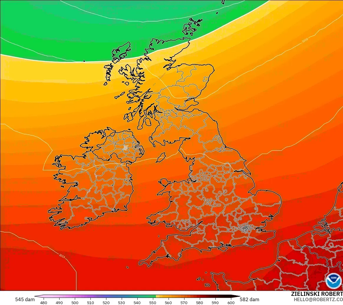 GFS model - Britania Raya, Ketinggian geopotensial pada 500 hPa
