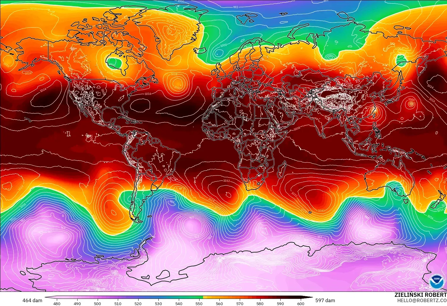 GFS model - Dunia, Ketinggian geopotensial pada 500 hPa