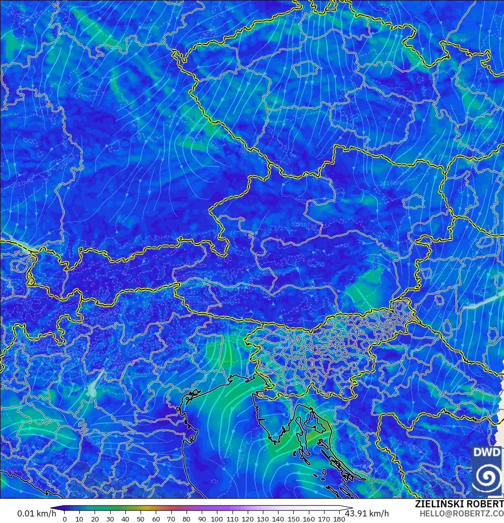 ICON Alemania 2 km model - Austria, Angin 10 m