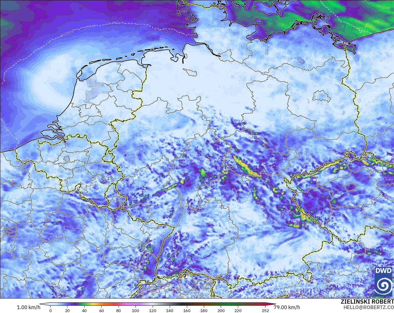ICON Alemania 2 km model - Jerman, Puncak Hembusan