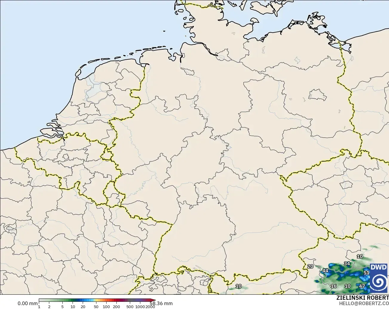 ICON Alemania 2 km model - Jerman, Akumulasi Curah Hujan
