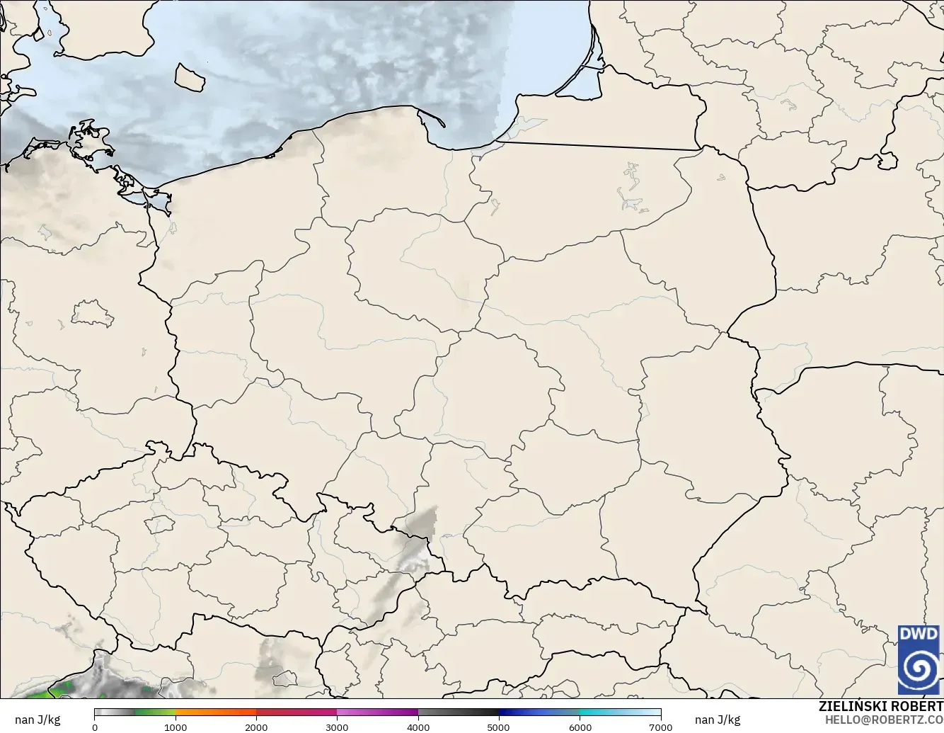ICON Alemania 2 km model - Polandia, CAPE