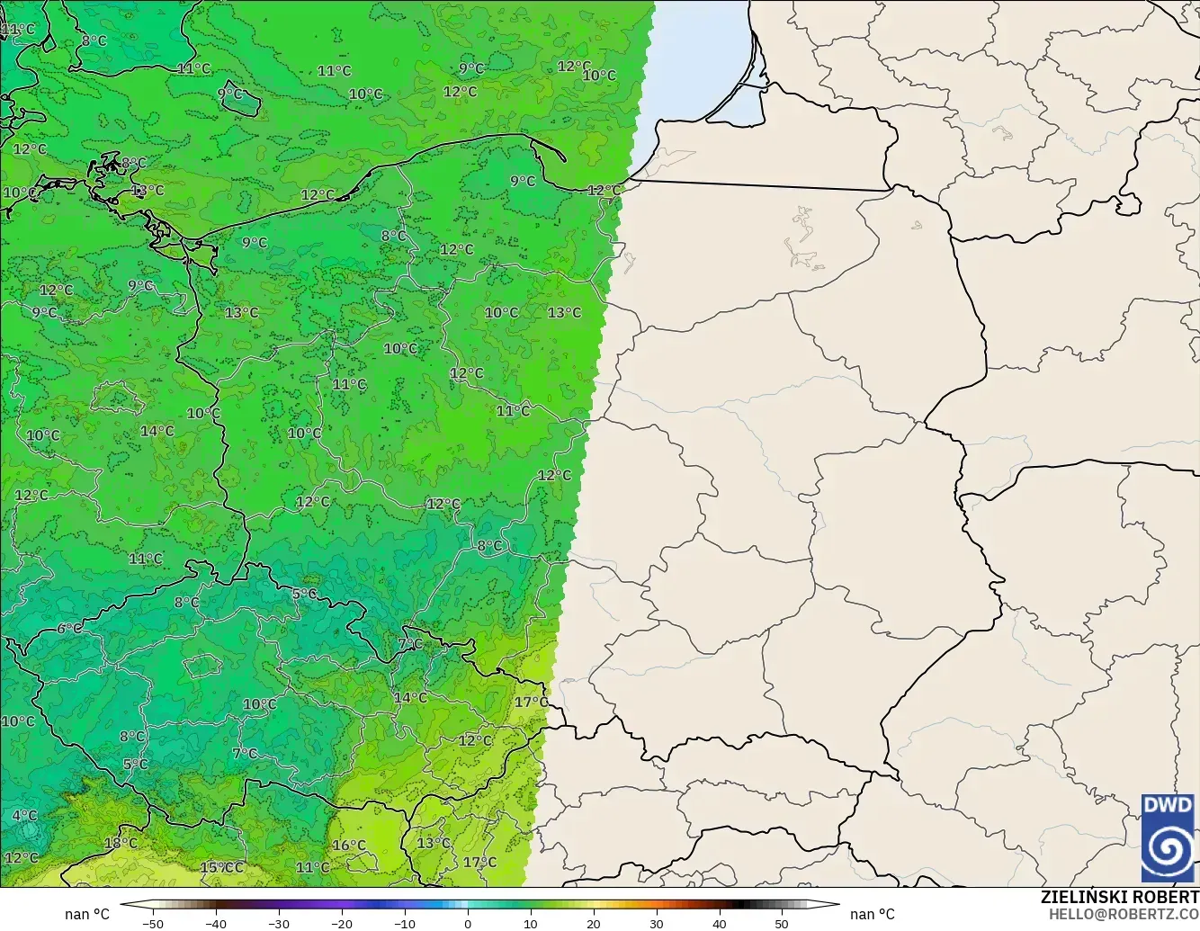 ICON Alemania 2 km model - Polandia, Titik Embun 2 m