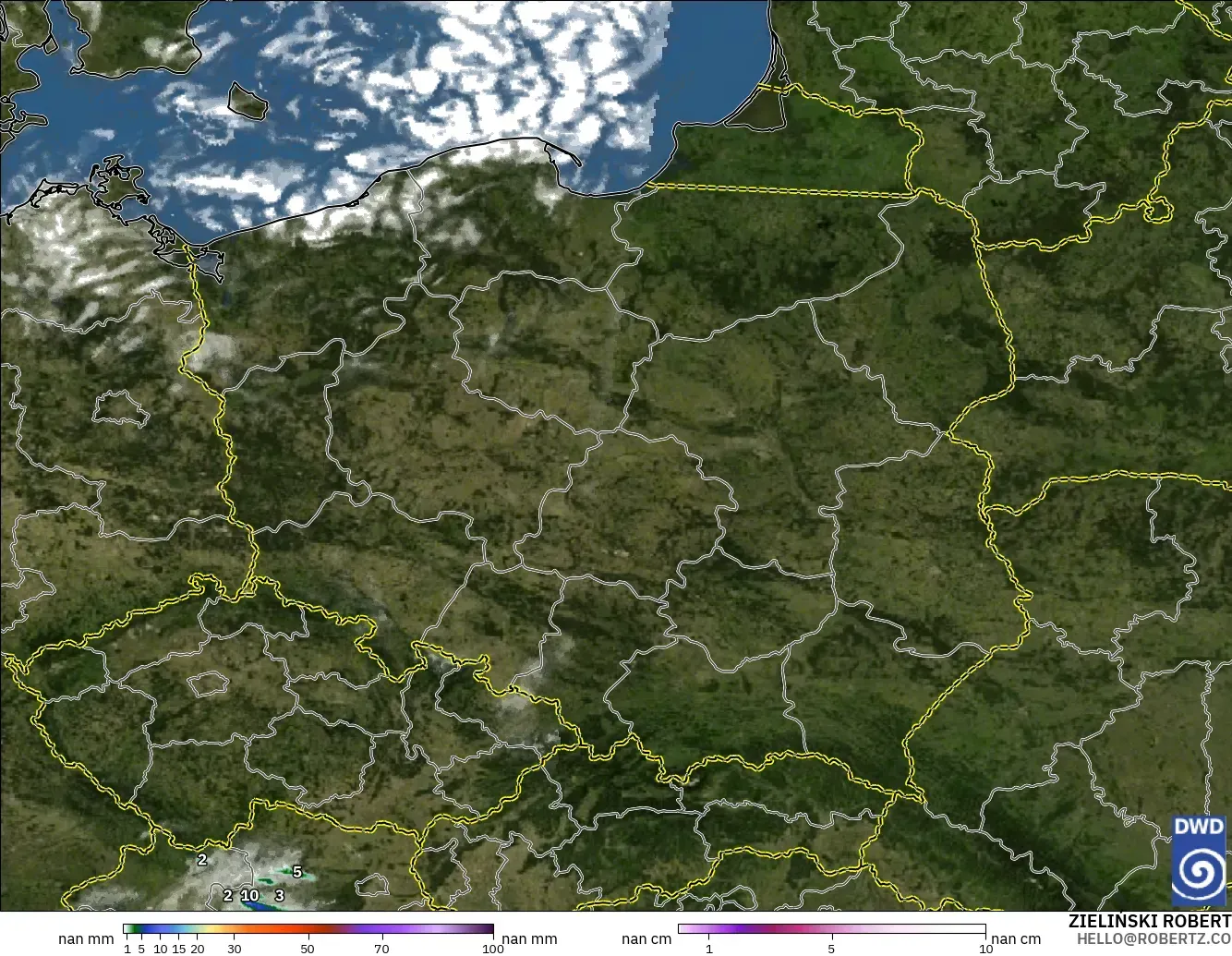 ICON Alemania 2 km model - Polandia, Curah Hujan, Awan, dan Tekanan
