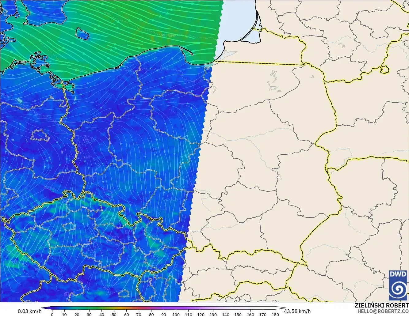 ICON Alemania 2 km model - Polandia, Angin 10 m