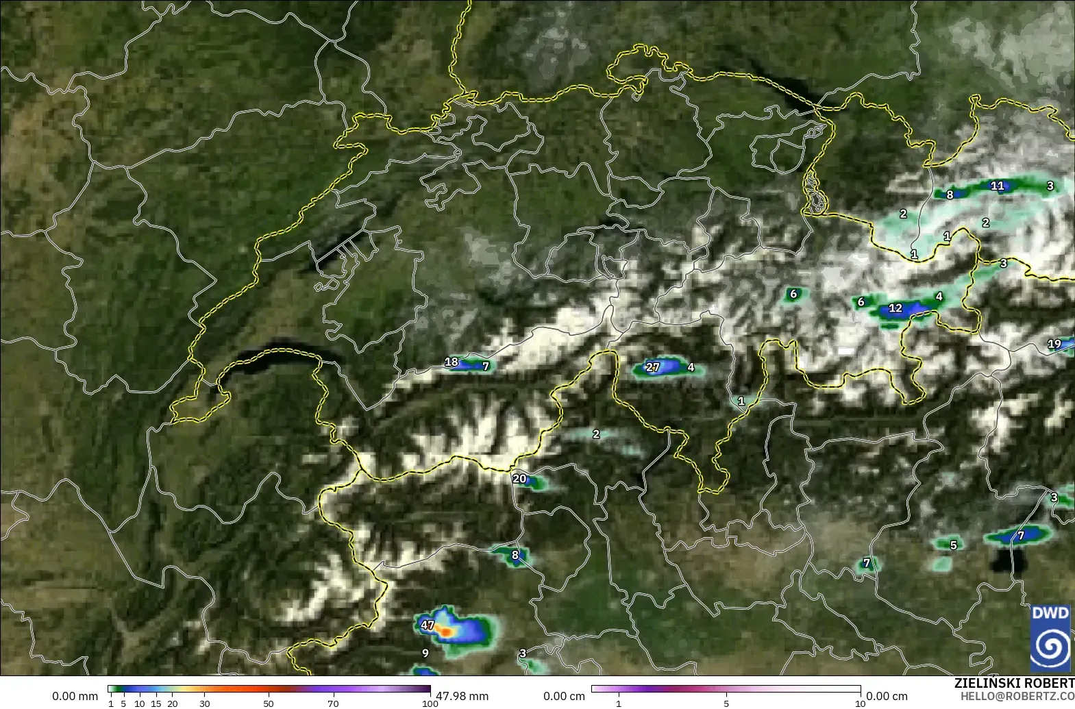 ICON Alemania 2 km model - Swiss, Curah Hujan, Awan, dan Tekanan