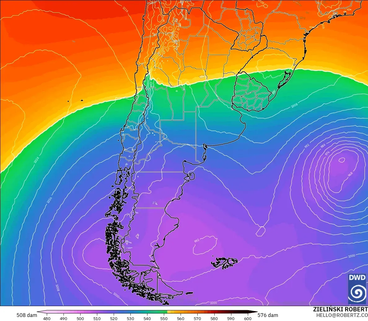 ICON model - Argentina, Ketinggian geopotensial pada 500 hPa