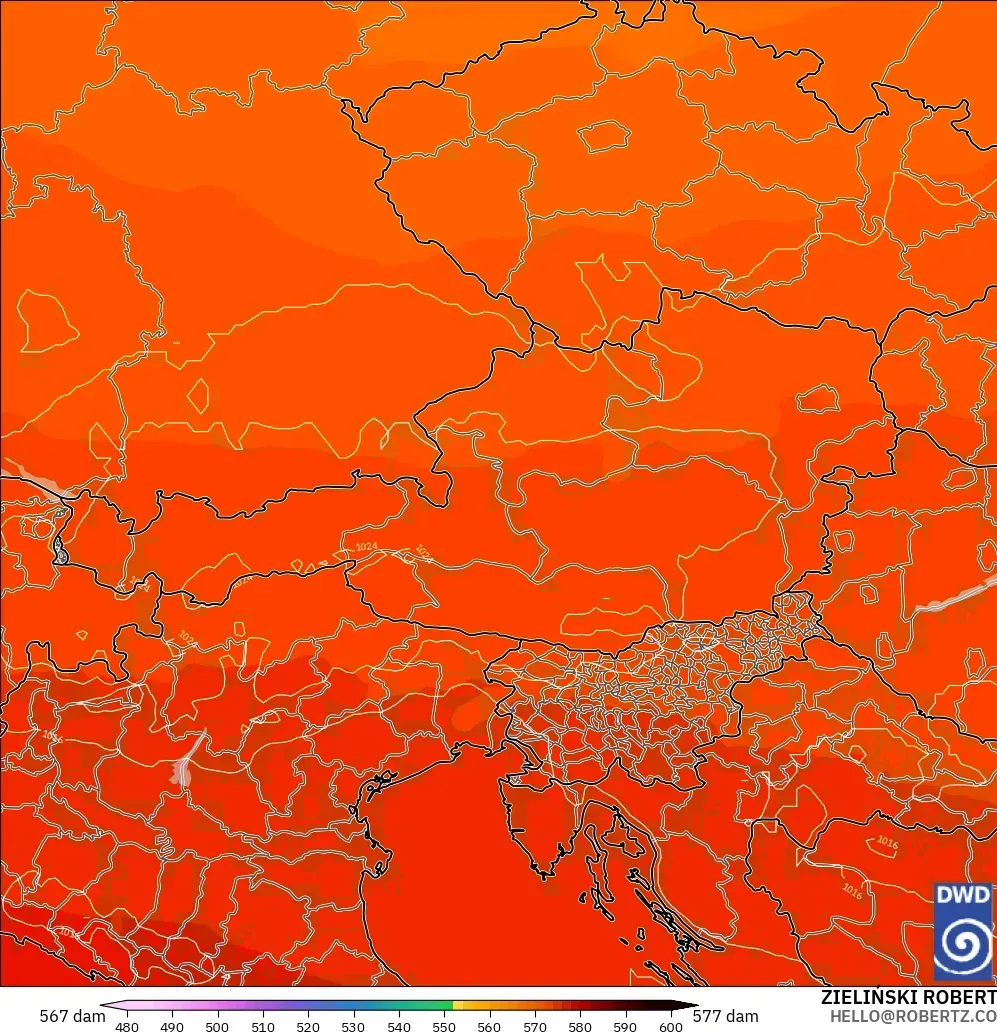 ICON model - Austria, Ketinggian geopotensial pada 500 hPa