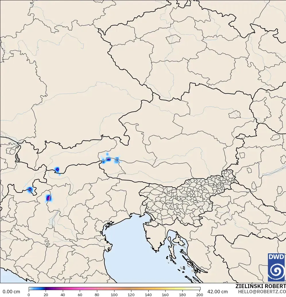 ICON model - Austria, Kedalaman Salju