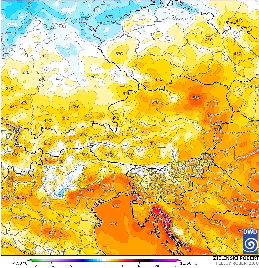 ICON model - Austria, Anomali Suhu 2 m