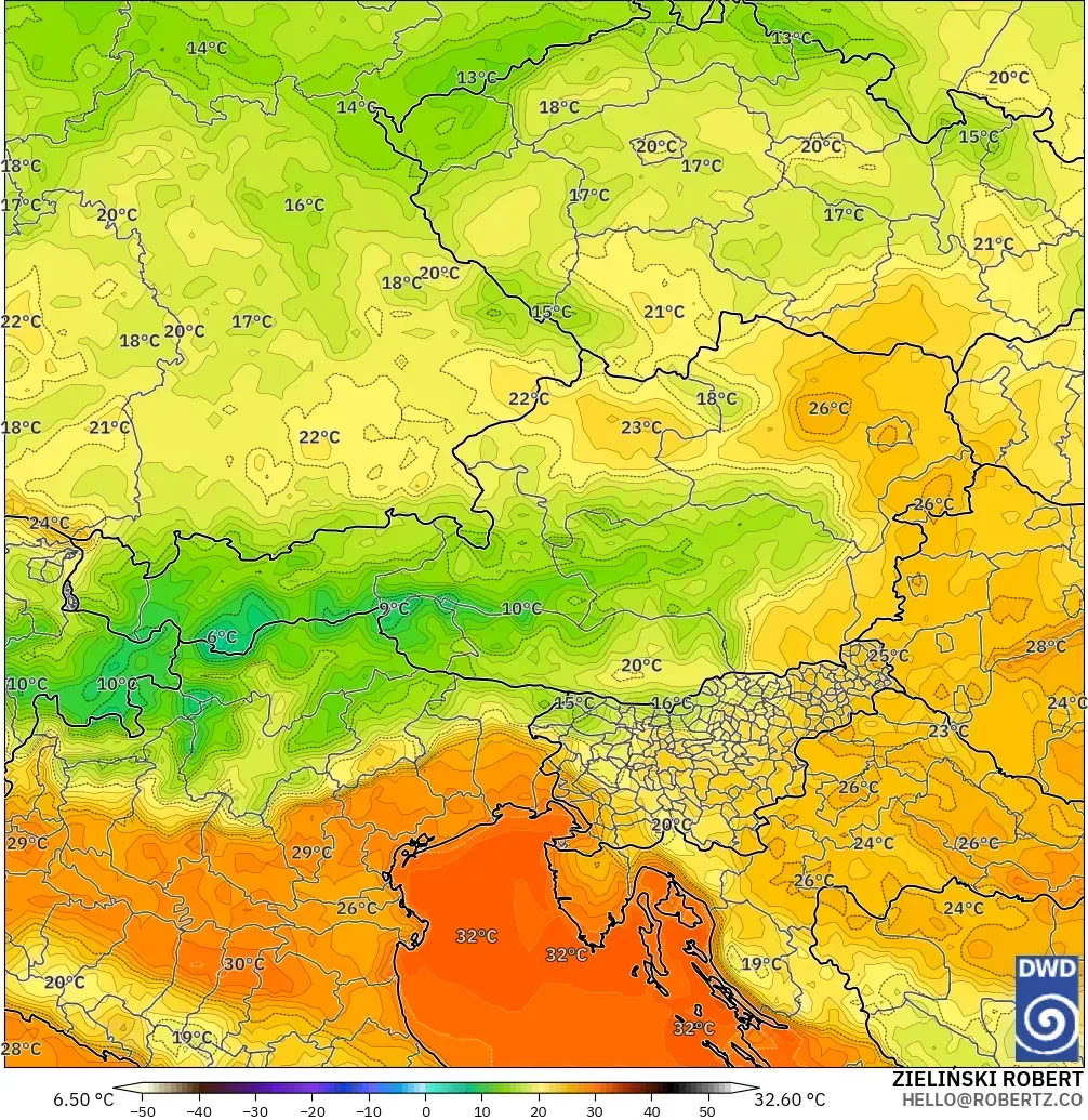 ICON model - Austria, Suhu 2 m