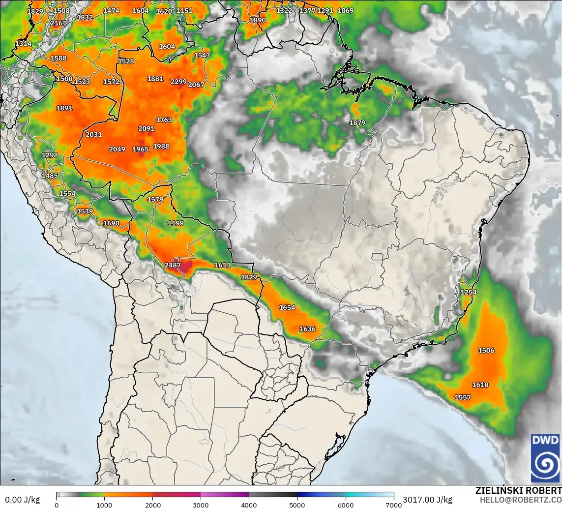 ICON model - Brasil, CAPE