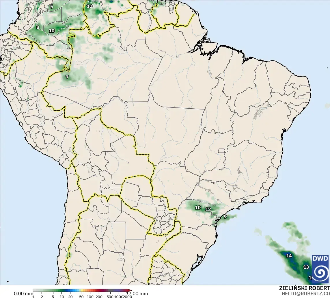 ICON model - Brasil, Akumulasi Curah Hujan
