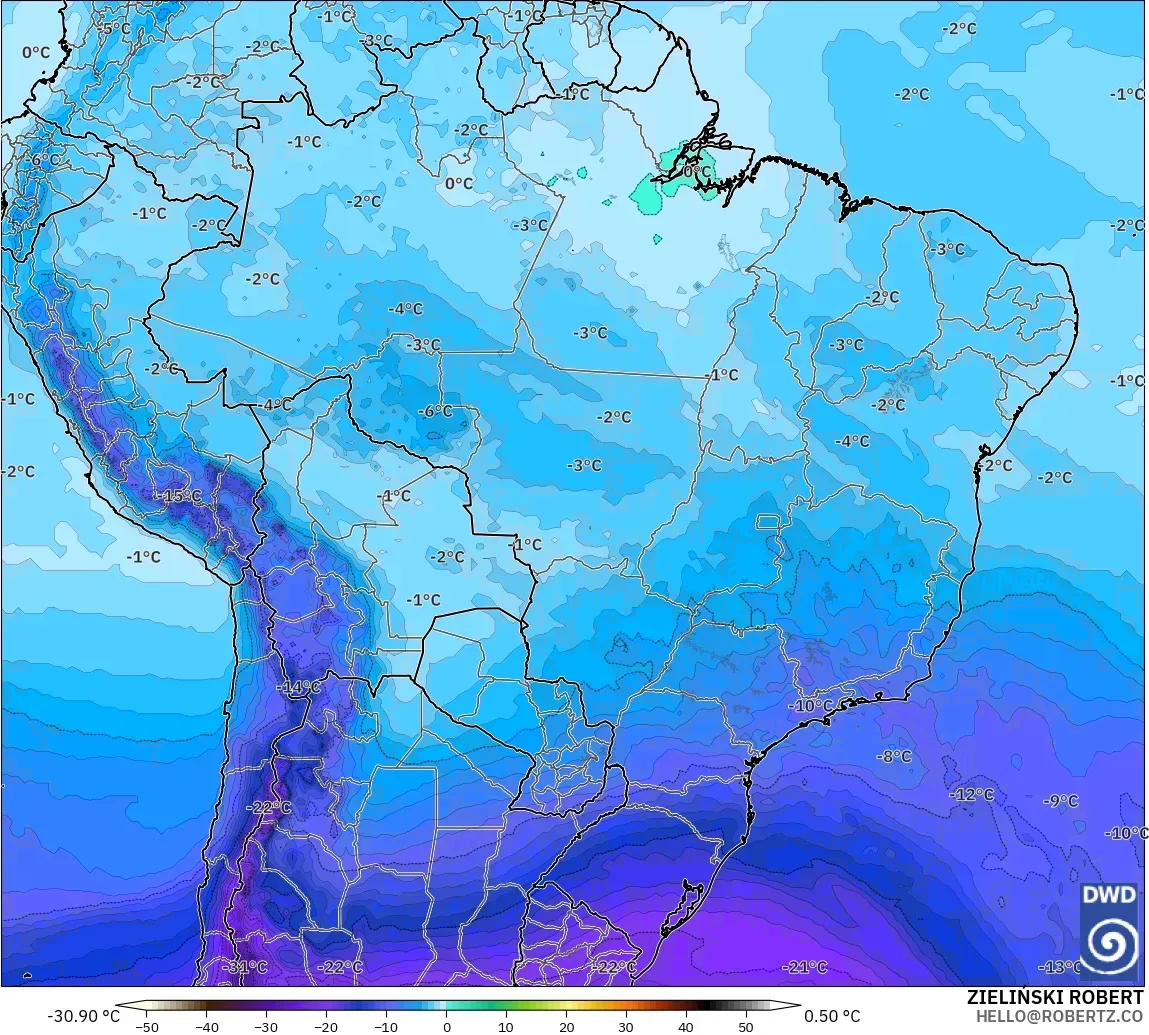 ICON model - Brasil, Suhu 500 hPa