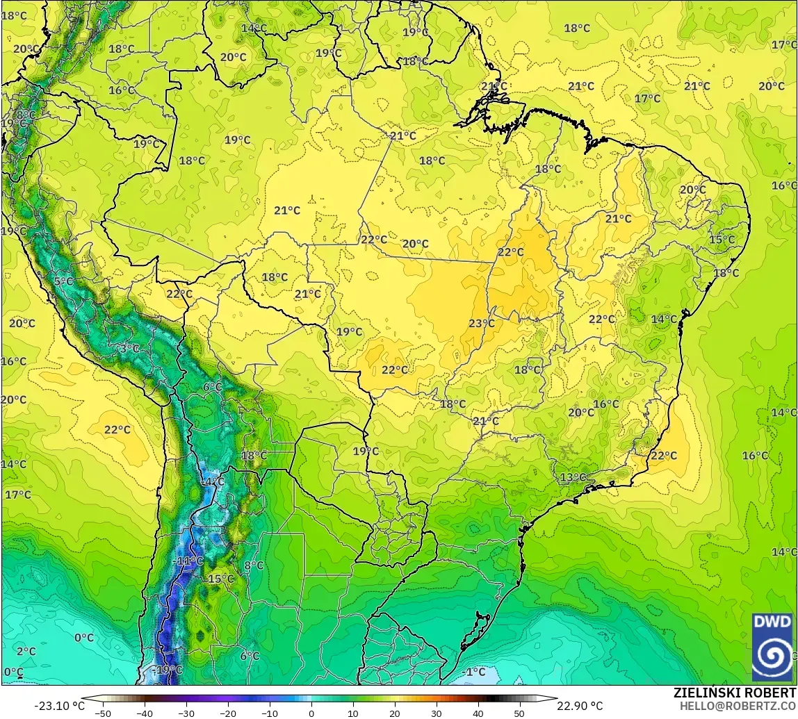 ICON model - Brasil, Suhu 850 hPa
