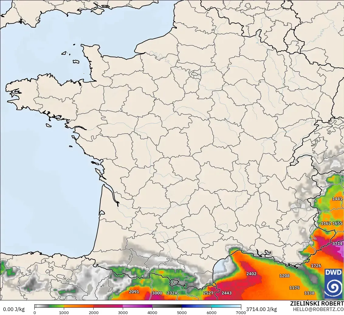 ICON model - Prancis, CAPE