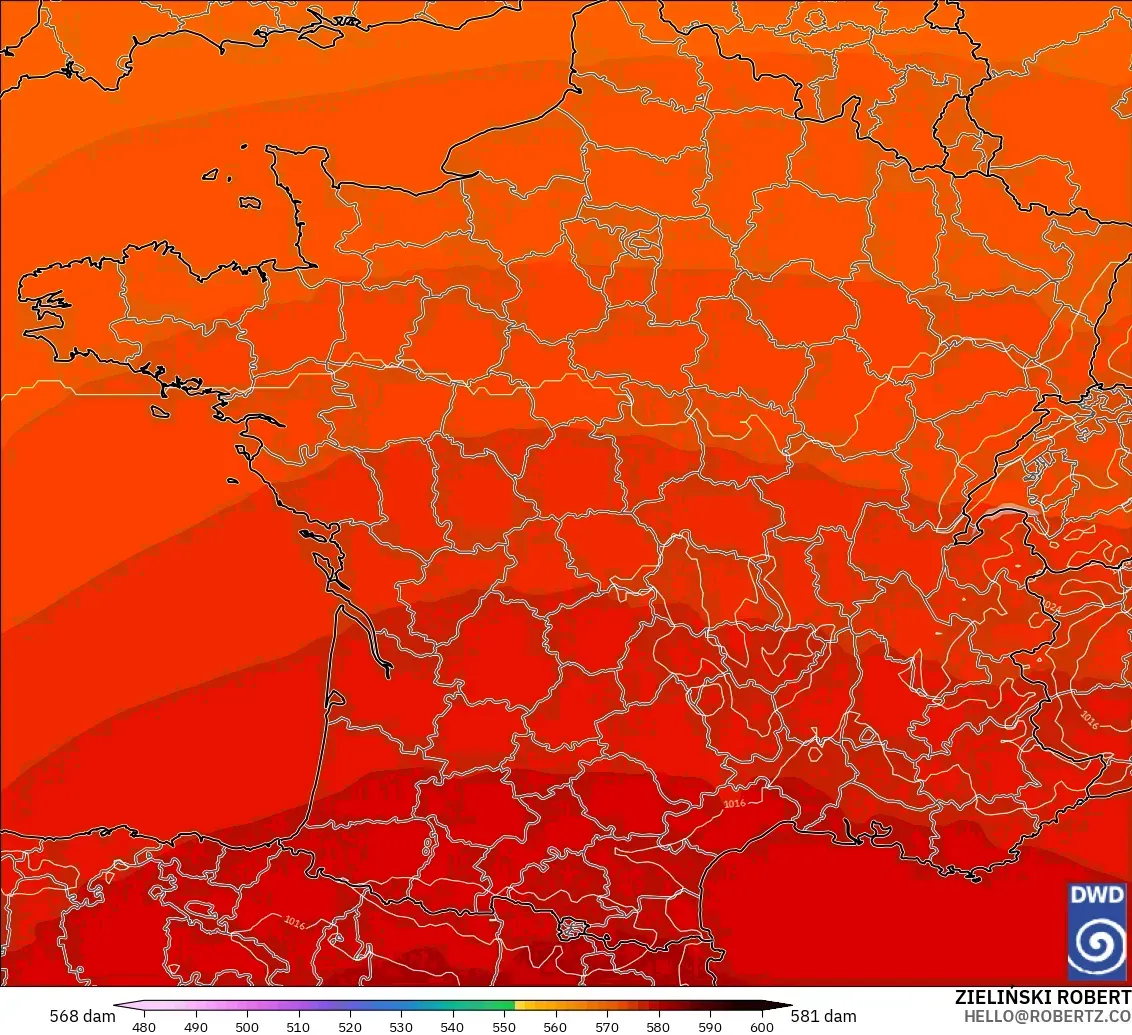 ICON model - Prancis, Ketinggian geopotensial pada 500 hPa