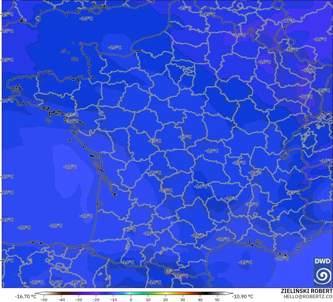 ICON model - Prancis, Suhu 500 hPa