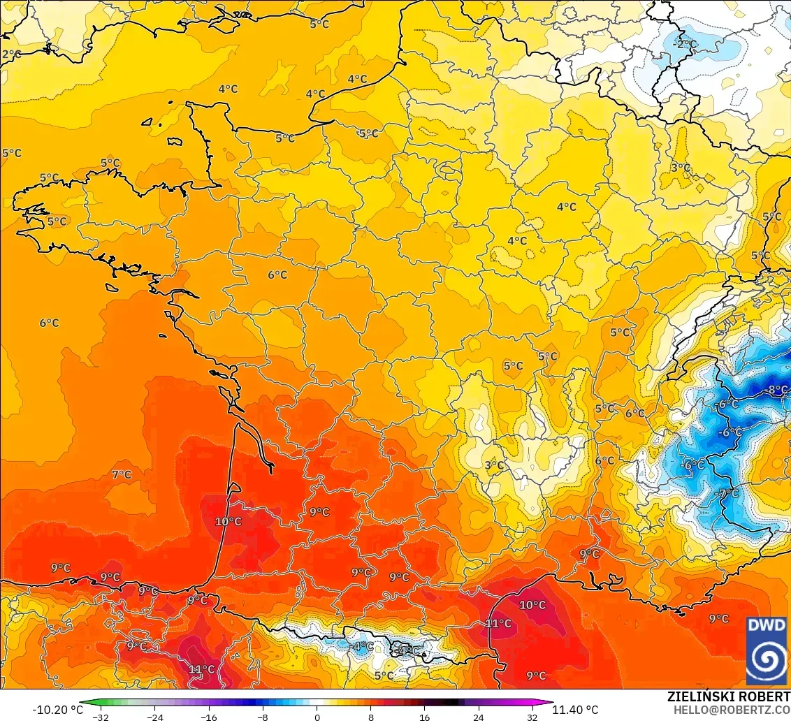 ICON model - Prancis, Anomali Suhu 850 hPa