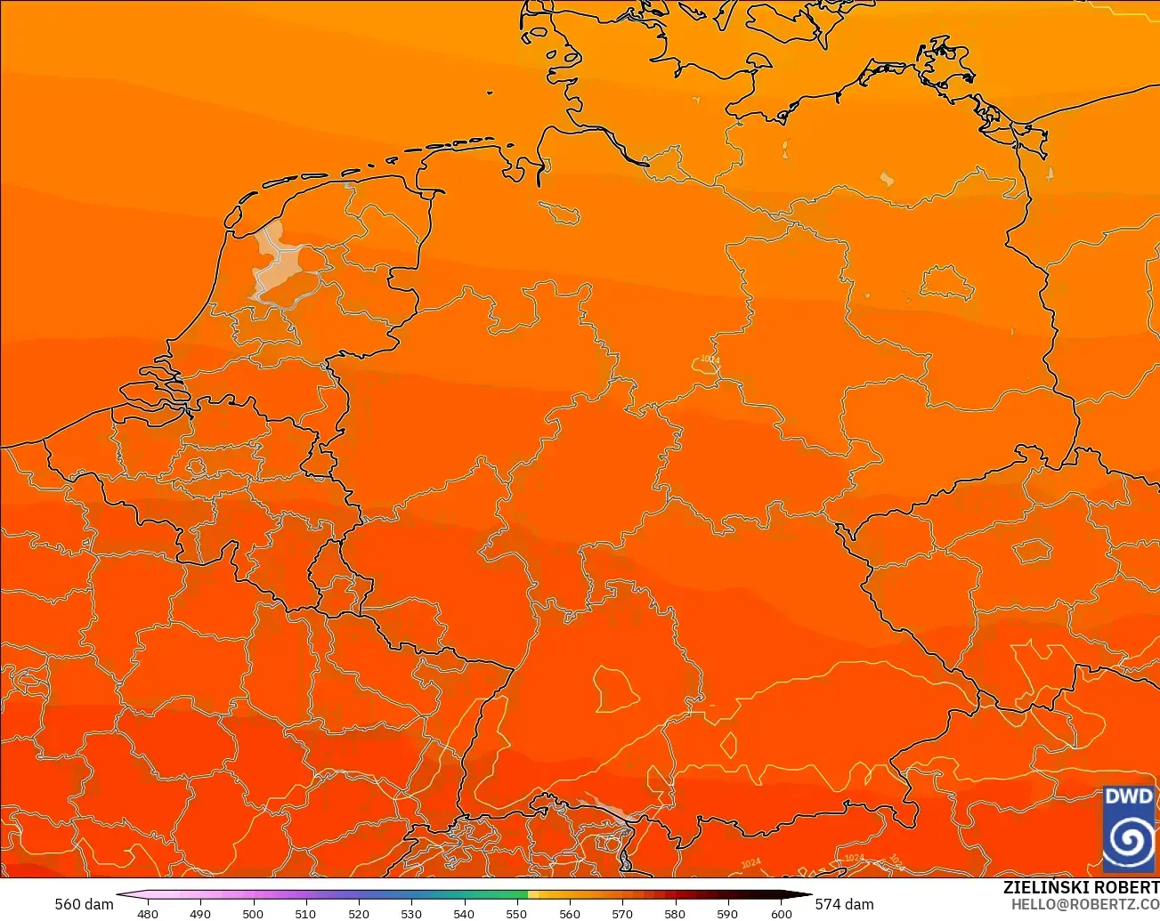 ICON model - Jerman, Ketinggian geopotensial pada 500 hPa
