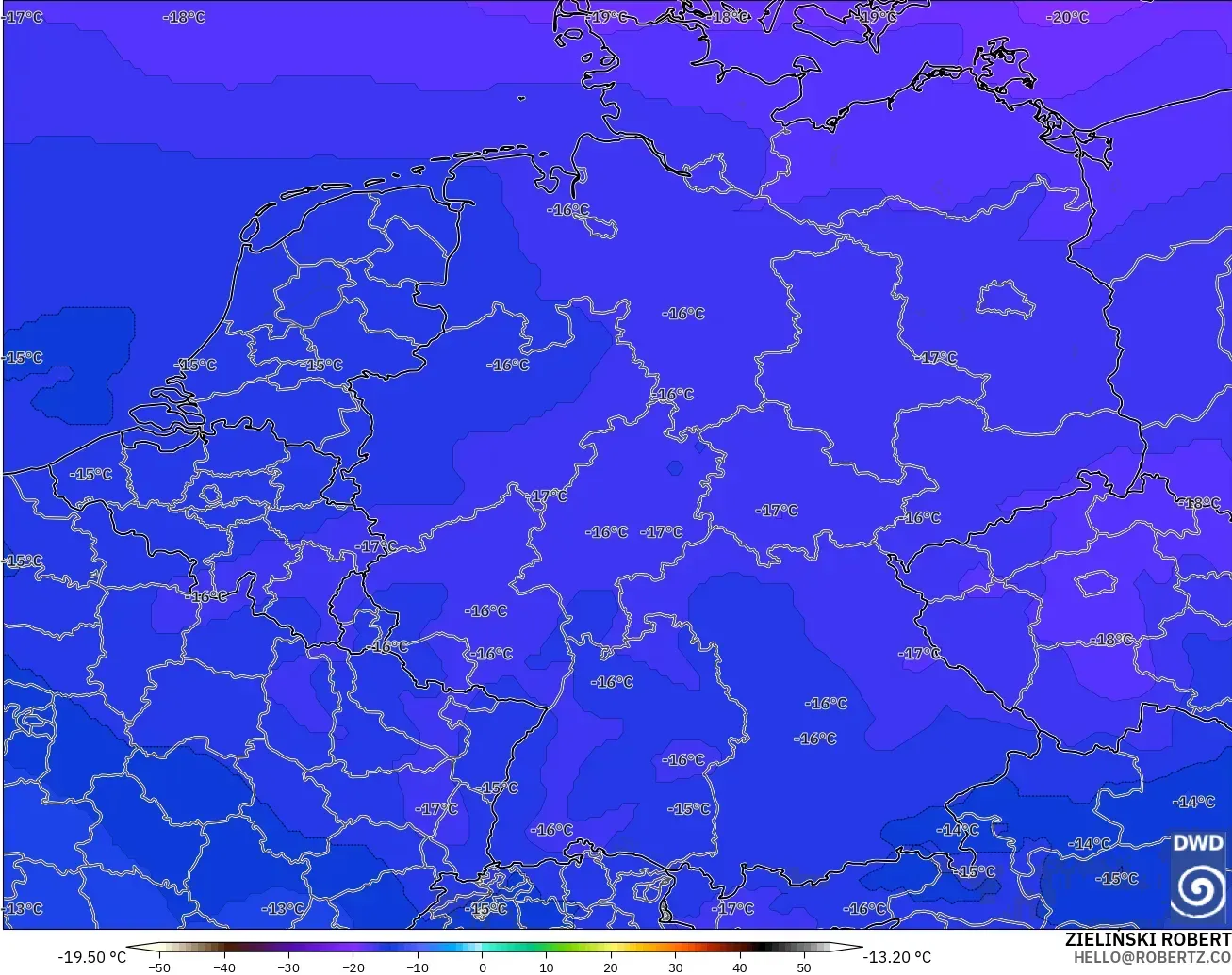 ICON model - Jerman, Suhu 500 hPa