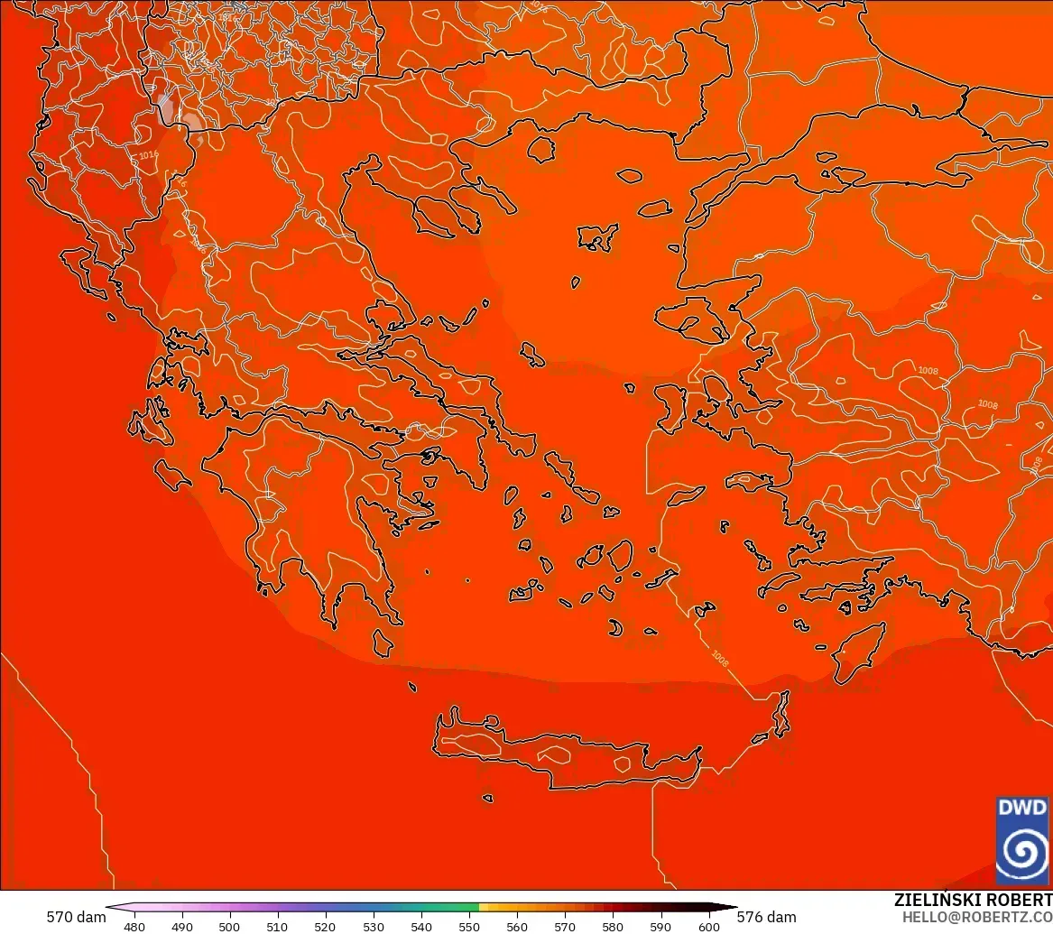 ICON model - Yunani, Ketinggian geopotensial pada 500 hPa