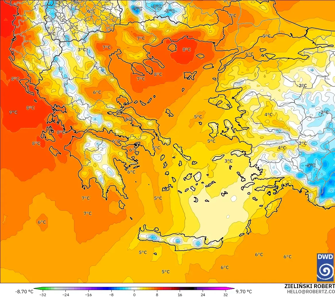 ICON model - Yunani, Anomali Suhu 850 hPa