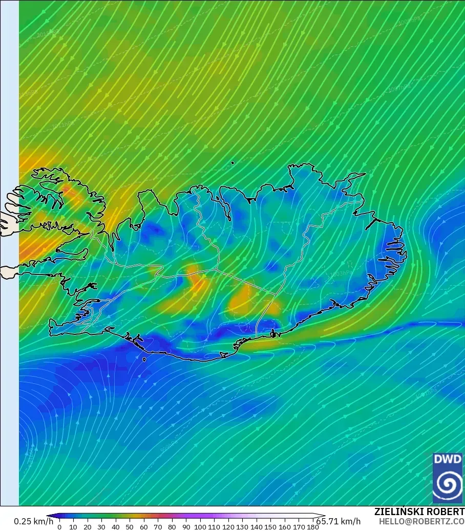 ICON model - Islandia, Angin 10 m
