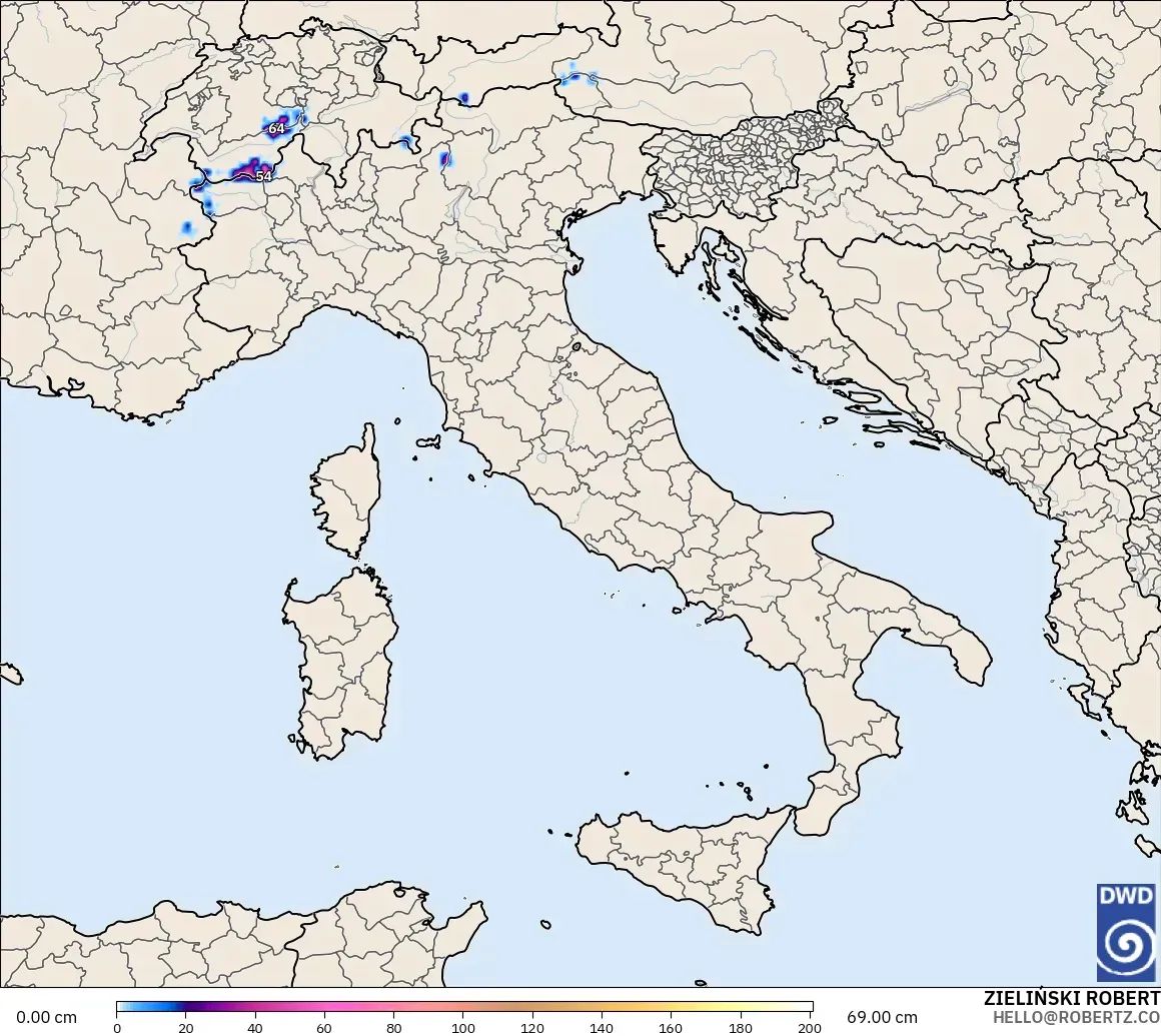 ICON model - Italia, Kedalaman Salju