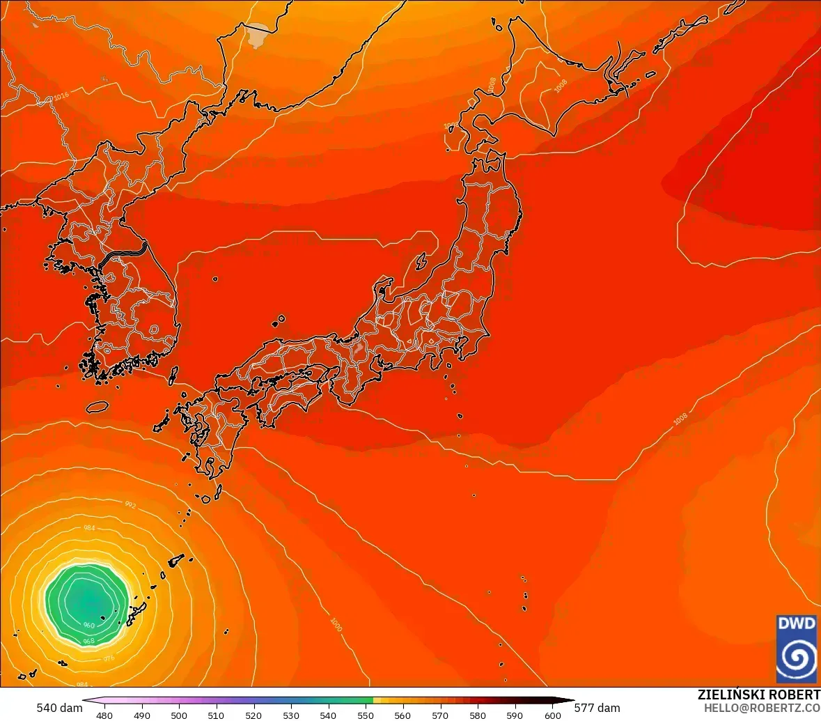 ICON model - Jepang, Ketinggian geopotensial pada 500 hPa