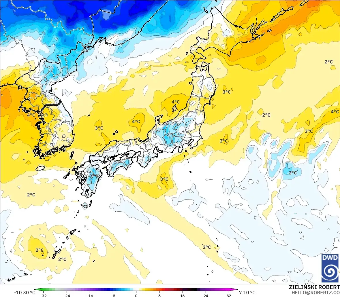 ICON model - Jepang, Anomali Suhu 850 hPa
