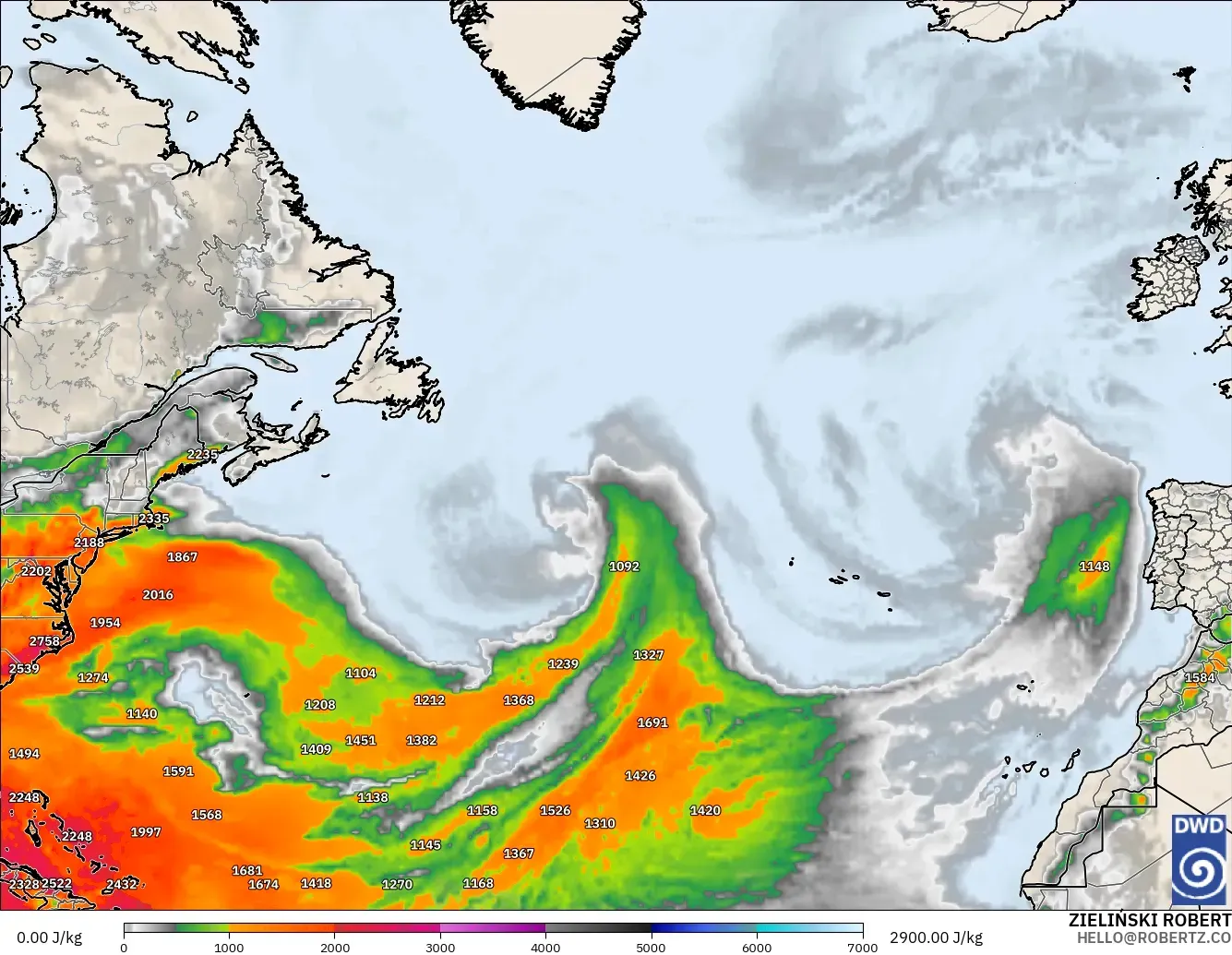 ICON model - Atlantik Utara, CAPE