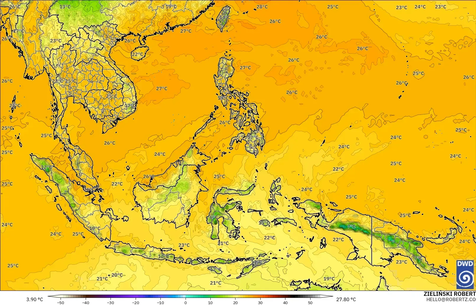 ICON model - Asia Tenggara, Titik Embun 2 m