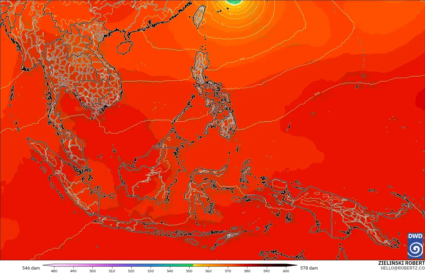 ICON model - Asia Tenggara, Ketinggian geopotensial pada 500 hPa