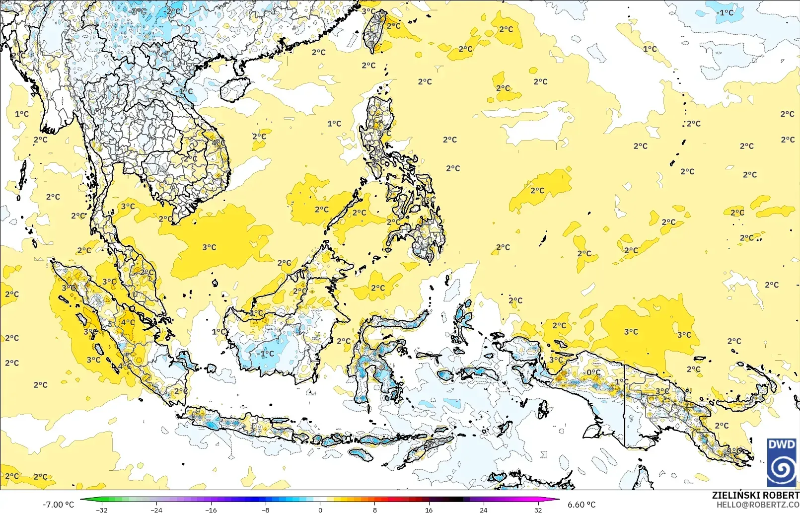 ICON model - Asia Tenggara, Anomali Suhu 2 m