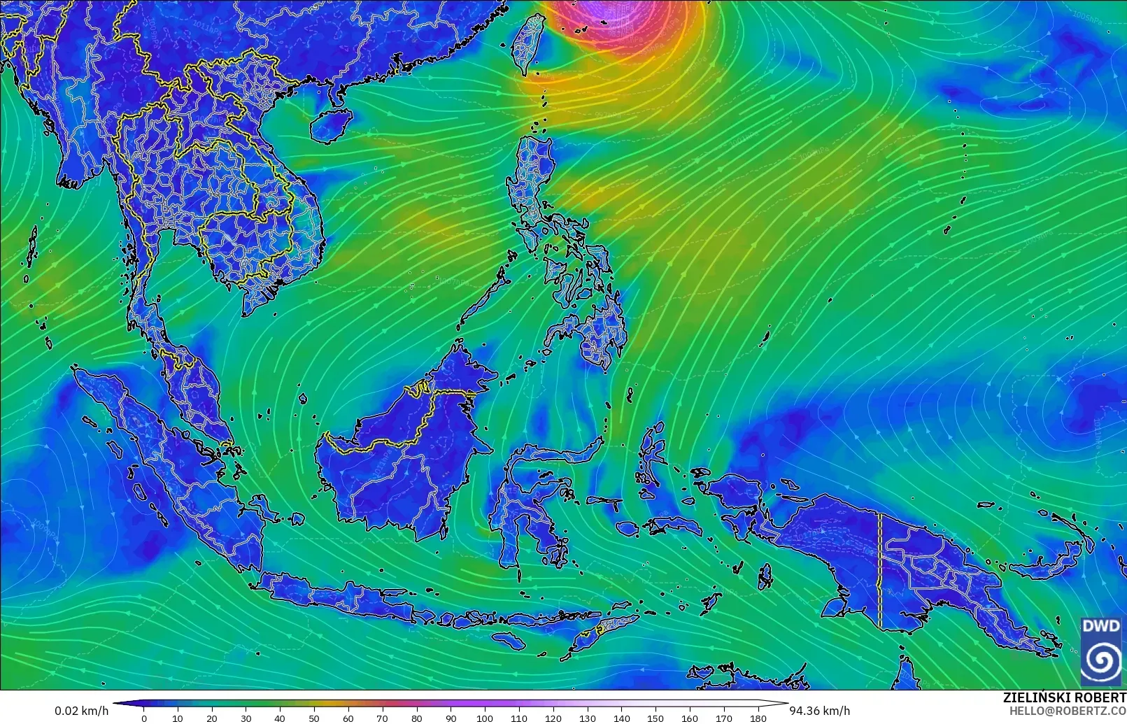 ICON model - Asia Tenggara, Angin 10 m