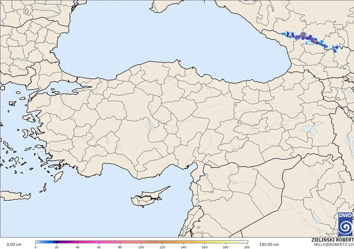 ICON model - Turki, Kedalaman Salju