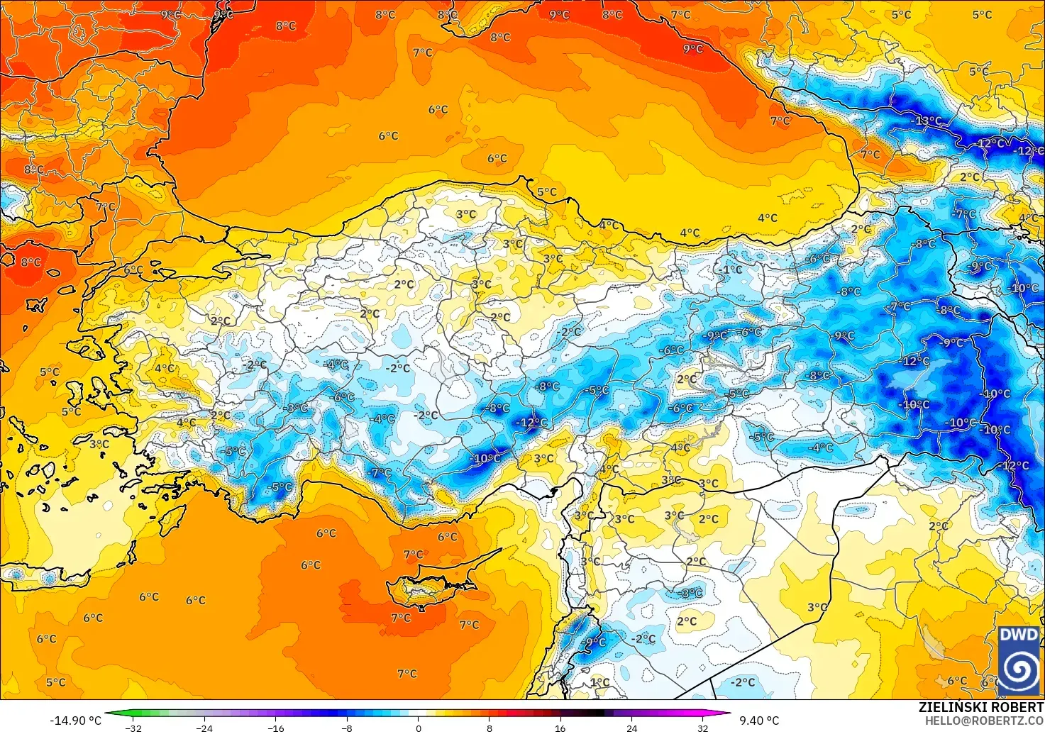 ICON model - Turki, Anomali Suhu 850 hPa