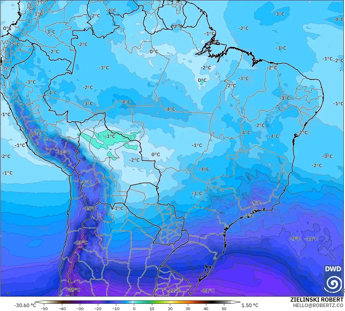 ICON model - Brasil, Suhu 500 hPa