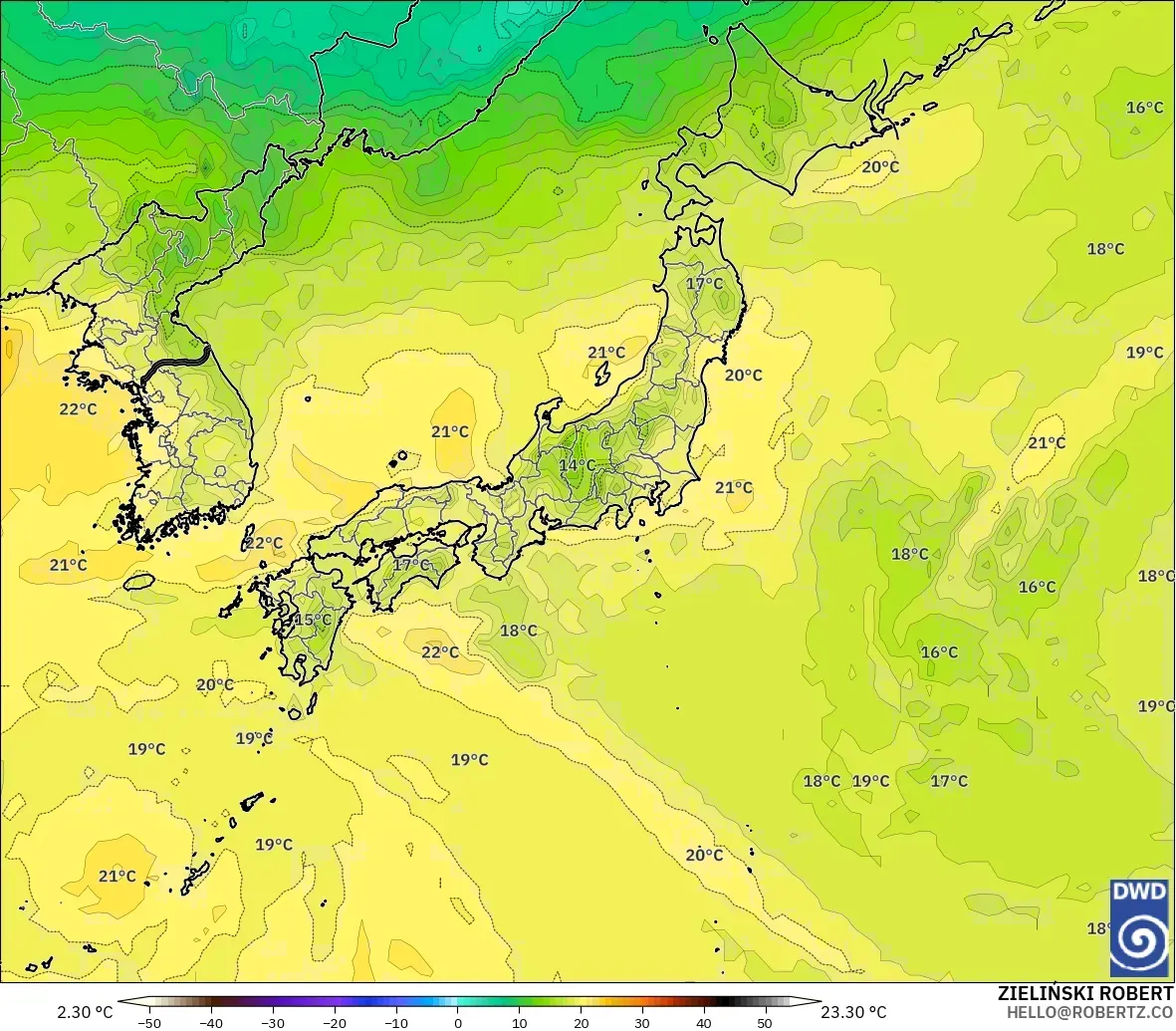 ICON model - Jepang, Suhu 850 hPa