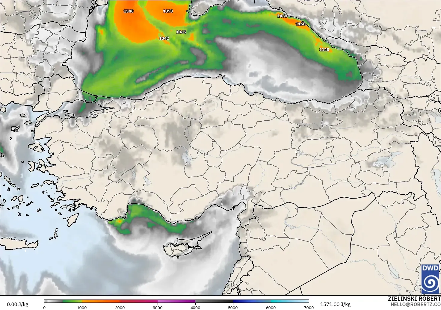 ICON model - Turki, CAPE