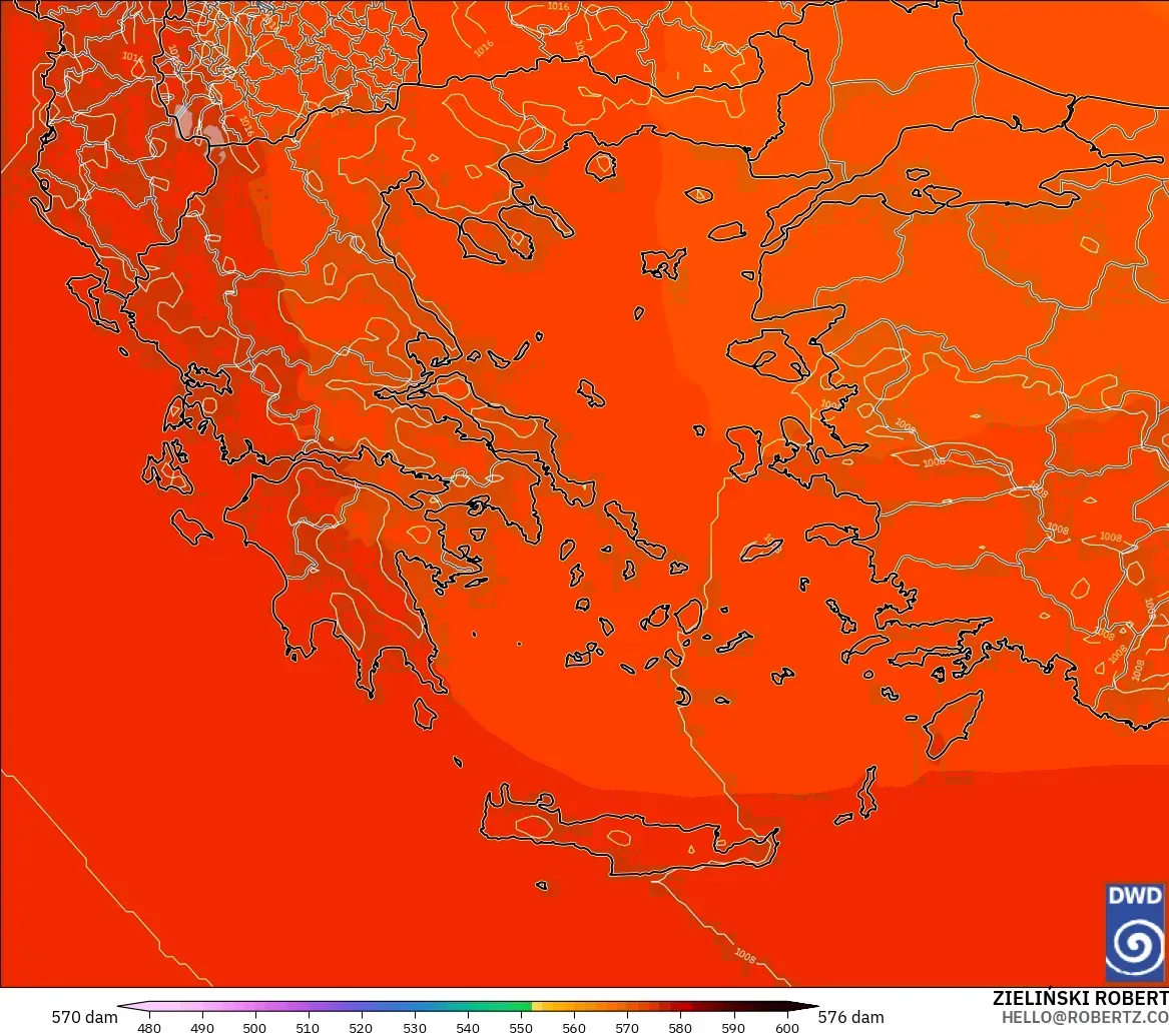 ICON model - Yunani, Ketinggian geopotensial pada 500 hPa