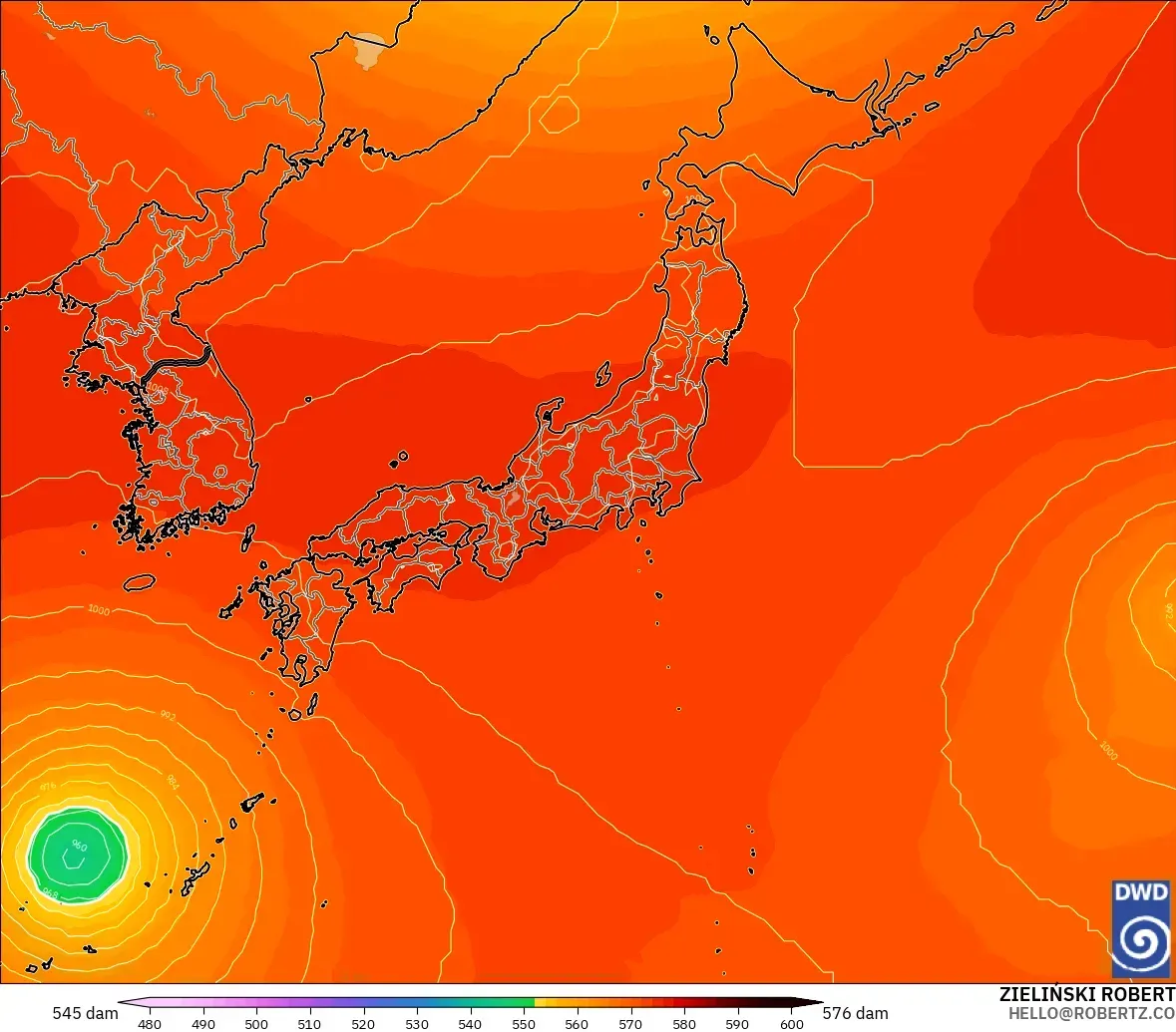 ICON model - Jepang, Ketinggian geopotensial pada 500 hPa