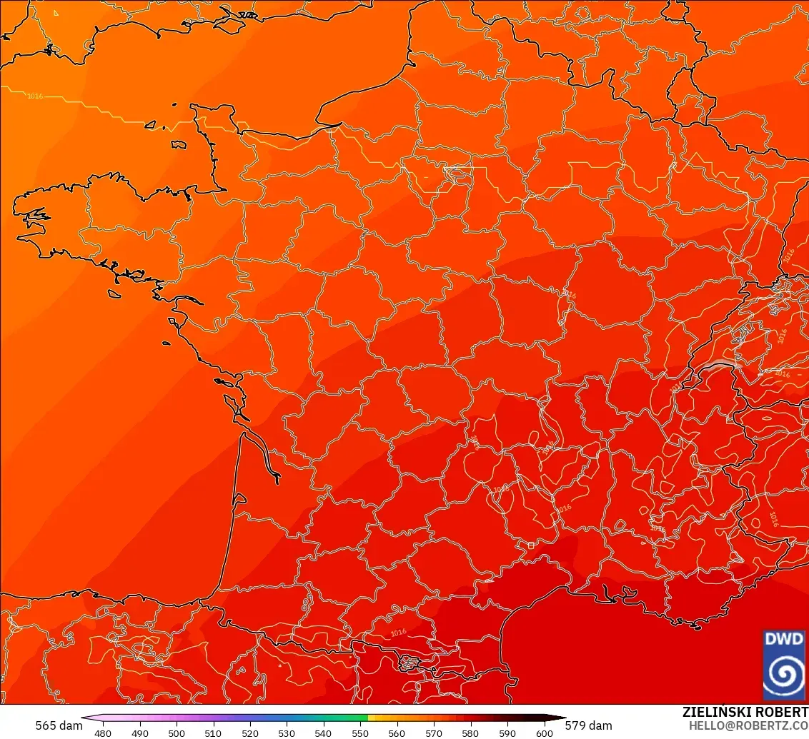 ICON model - Prancis, Ketinggian geopotensial pada 500 hPa